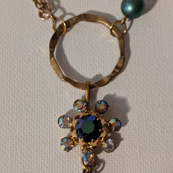 Blue Ring Dangles Vintage Necklace - Picture 2 of 6